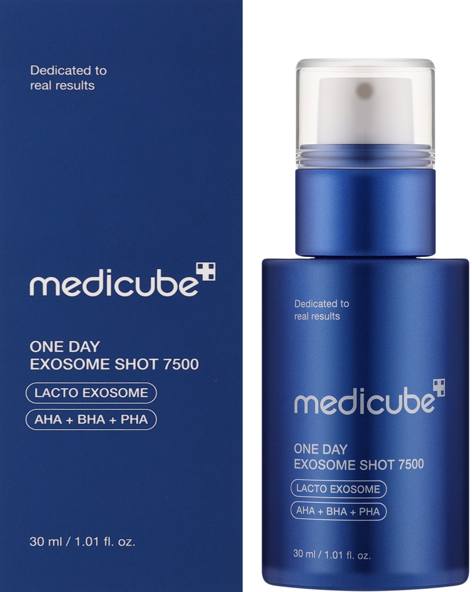 Medicube ONE DAY EXOSOME SHOT Pore Ampoule 7500 30ml packaging and product details