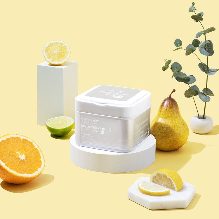 Brightening sheet masks with niacinamide and vitamin C - box of 30 pcs, Mary & May