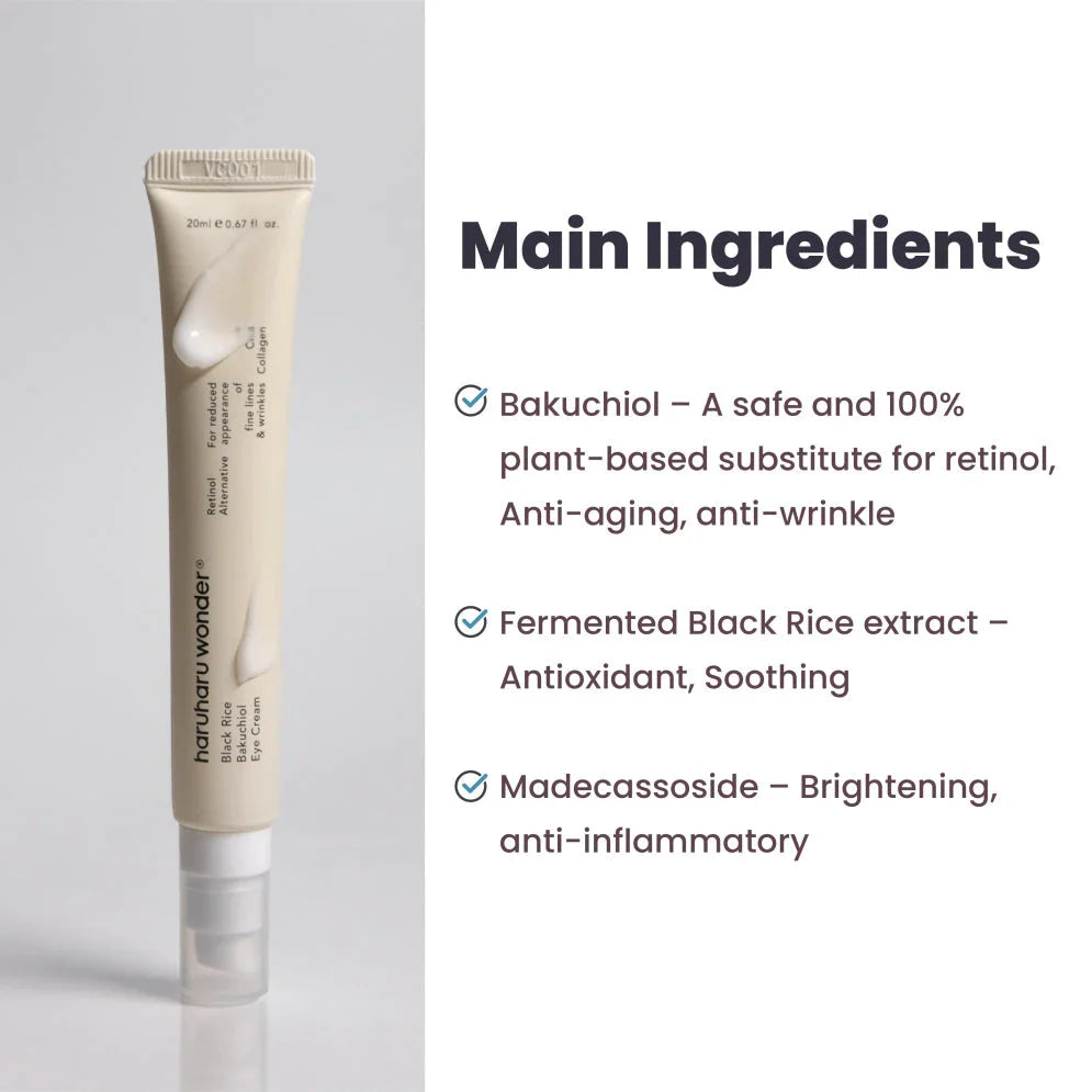 Eye cream with black rice and bakuchiol