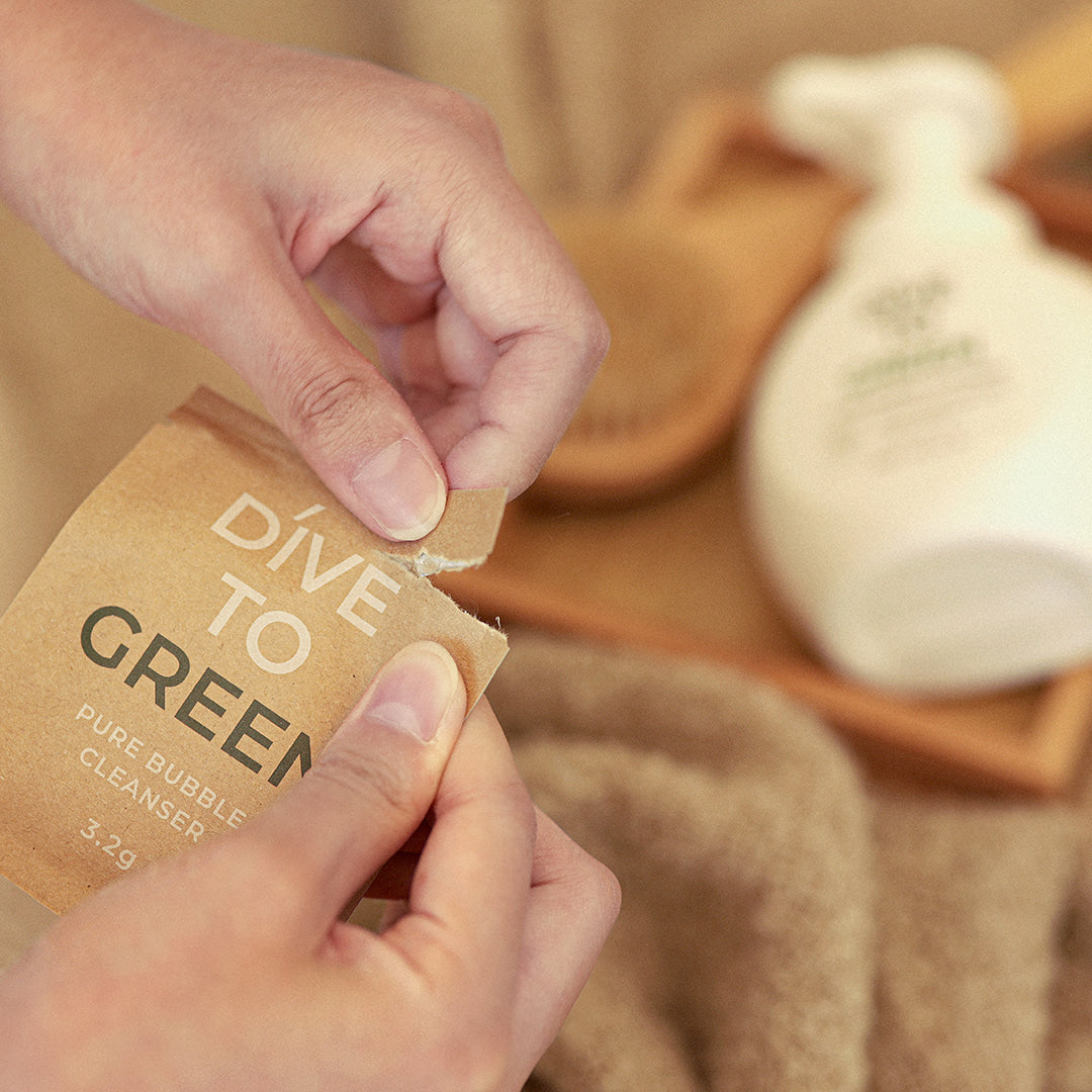 Facial cleansing foam (replenishment sachets) REFILL POWDER pouch – DIVE TO GREEN 3x3,2g - Koreancare