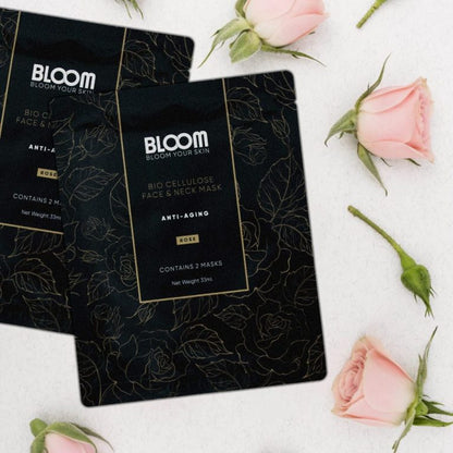 Rejuvenating face and neck mask with bio-cellulose Bloom Anti-age Bio Cellulose Mask Face&Neck Mask