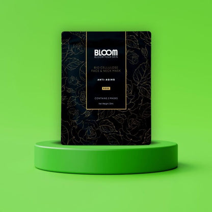 Obnavljajuća maska za lice i vrat od bioceluloze Bloom Anti-age Bio Cellulose Mask Face&Neck Mask