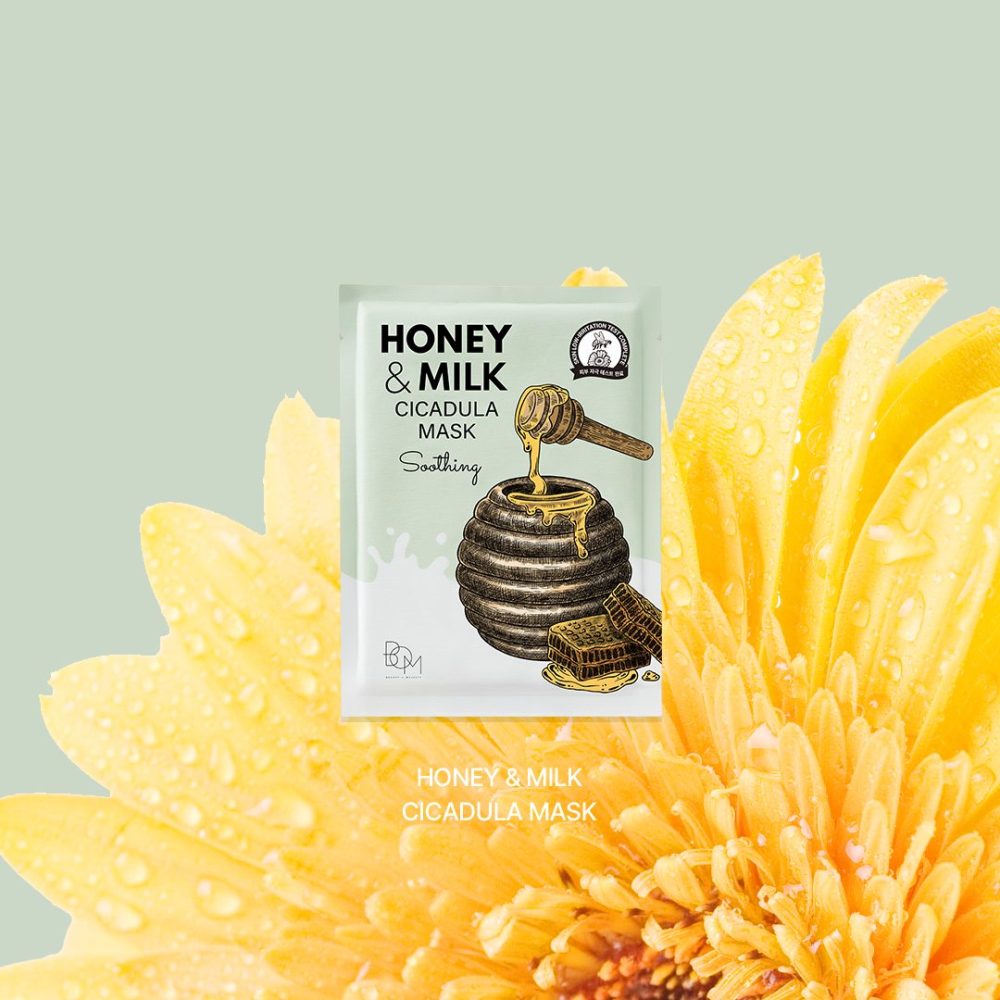 Soothing sheet mask with calendula, milk and honey BOM Honey &amp; Milk Cicadula Mask