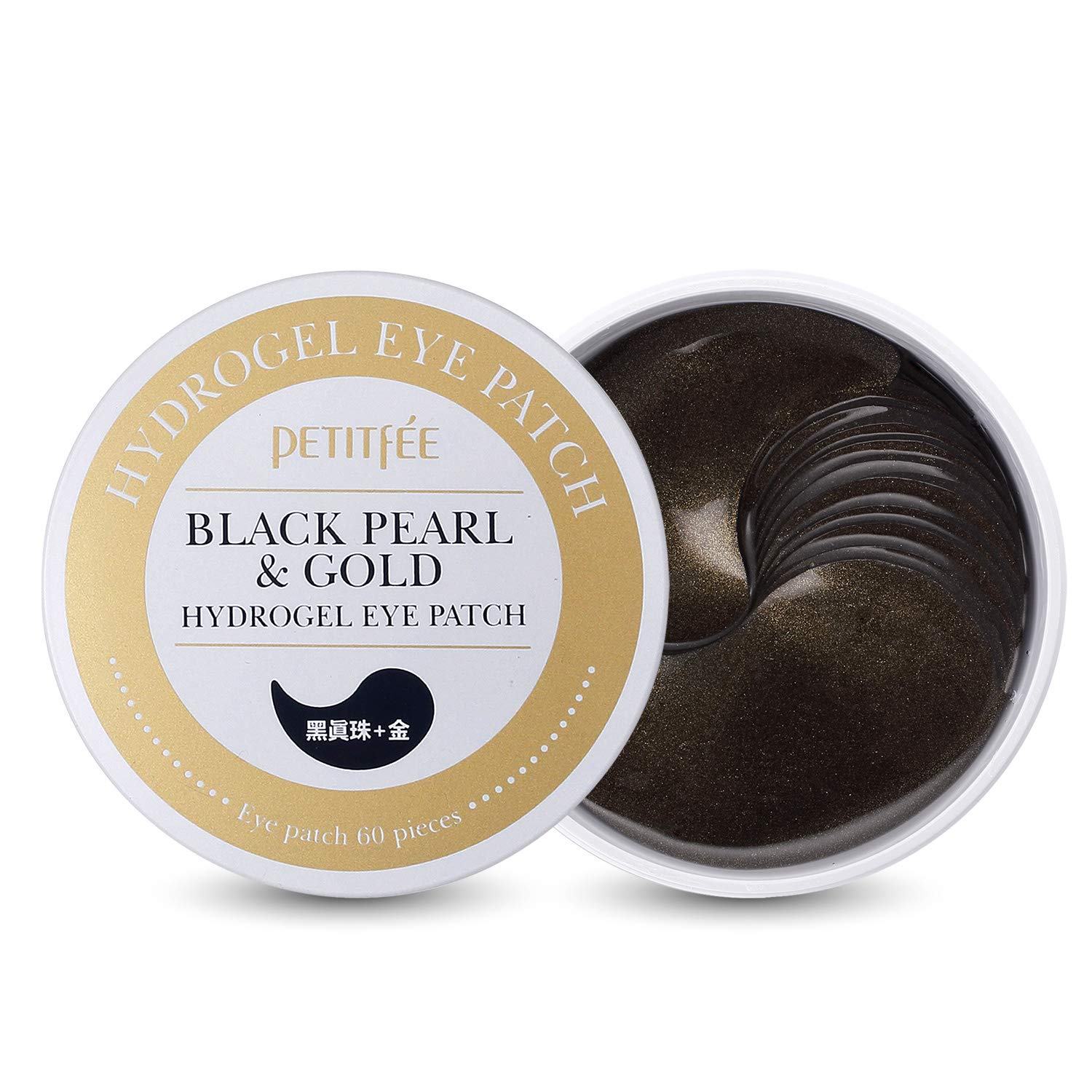 Hydrogel eye patches with gold and black pearl Petitfee Black Pearl &amp; Gold Hydrogel Eye Patch - Koreancare