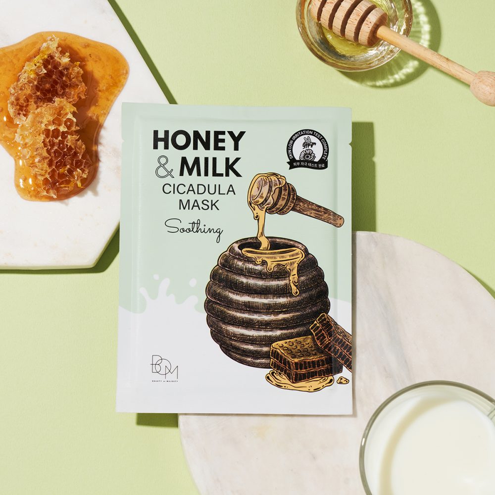 Soothing sheet mask with calendula, milk and honey BOM Honey &amp; Milk Cicadula Mask
