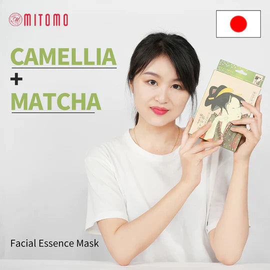 Mitomo Rejuvenating and brightening face mask with Japanese camellia extract and Matcha