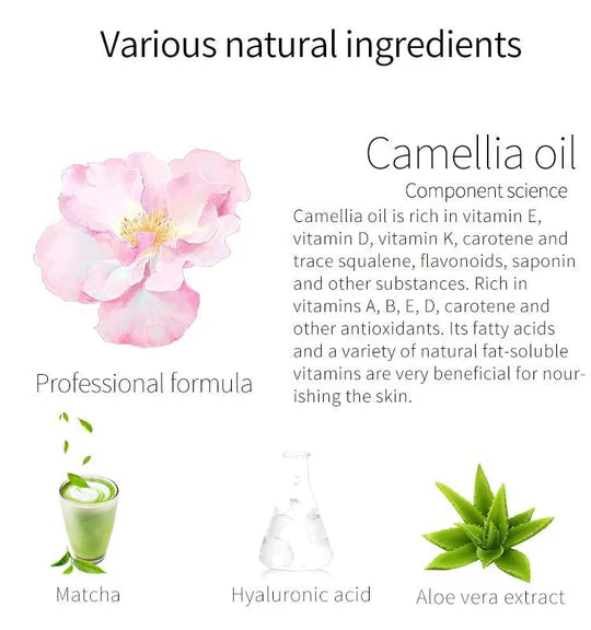 Mască facială Mitomo rejuvenantă și iluminatoare cu extract de camelie japoneză și Matcha