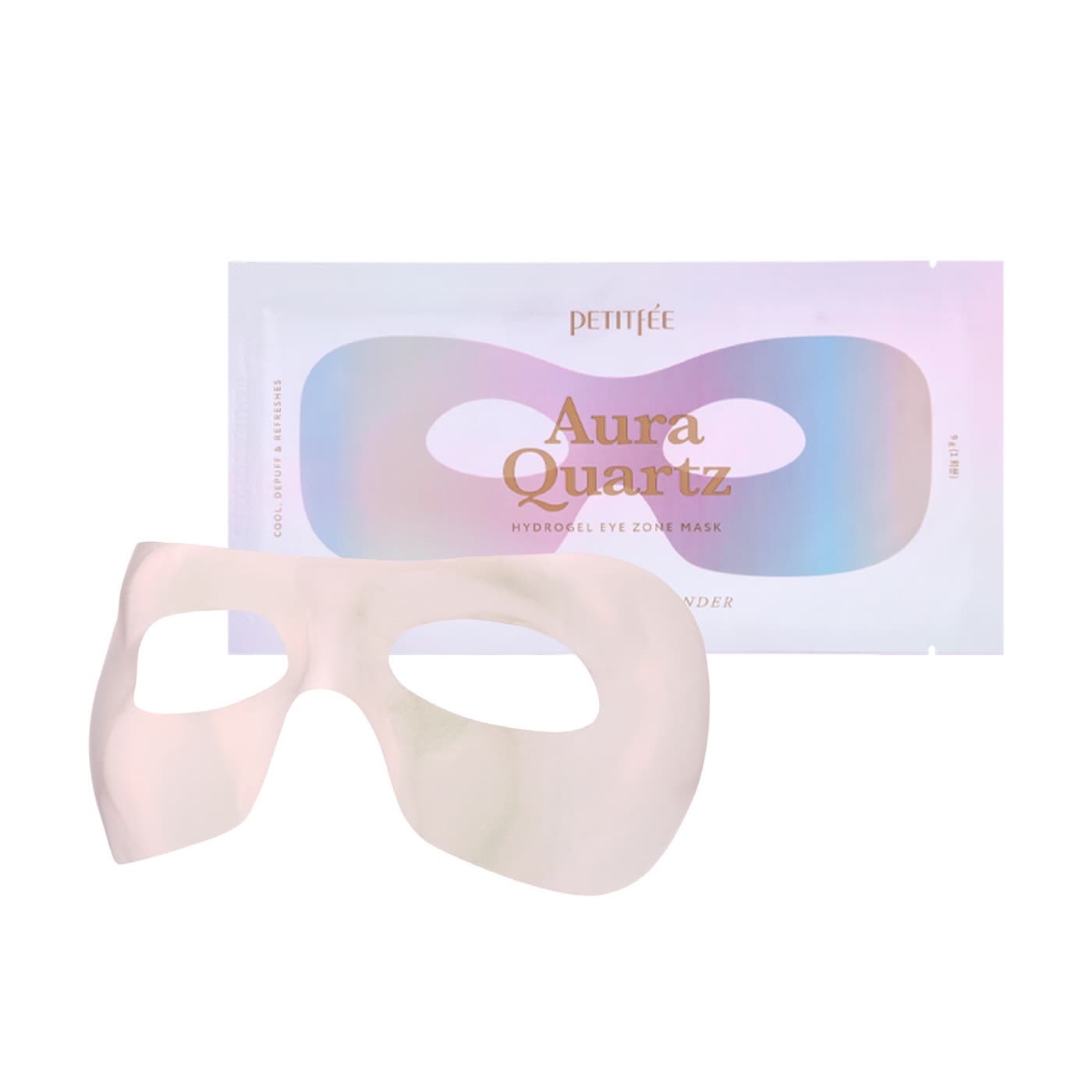 Fényesítő szemkörnyék maszk Petitfee Aura Quartz Hydrogel Eye Zone Mask – Iridescent Lavender