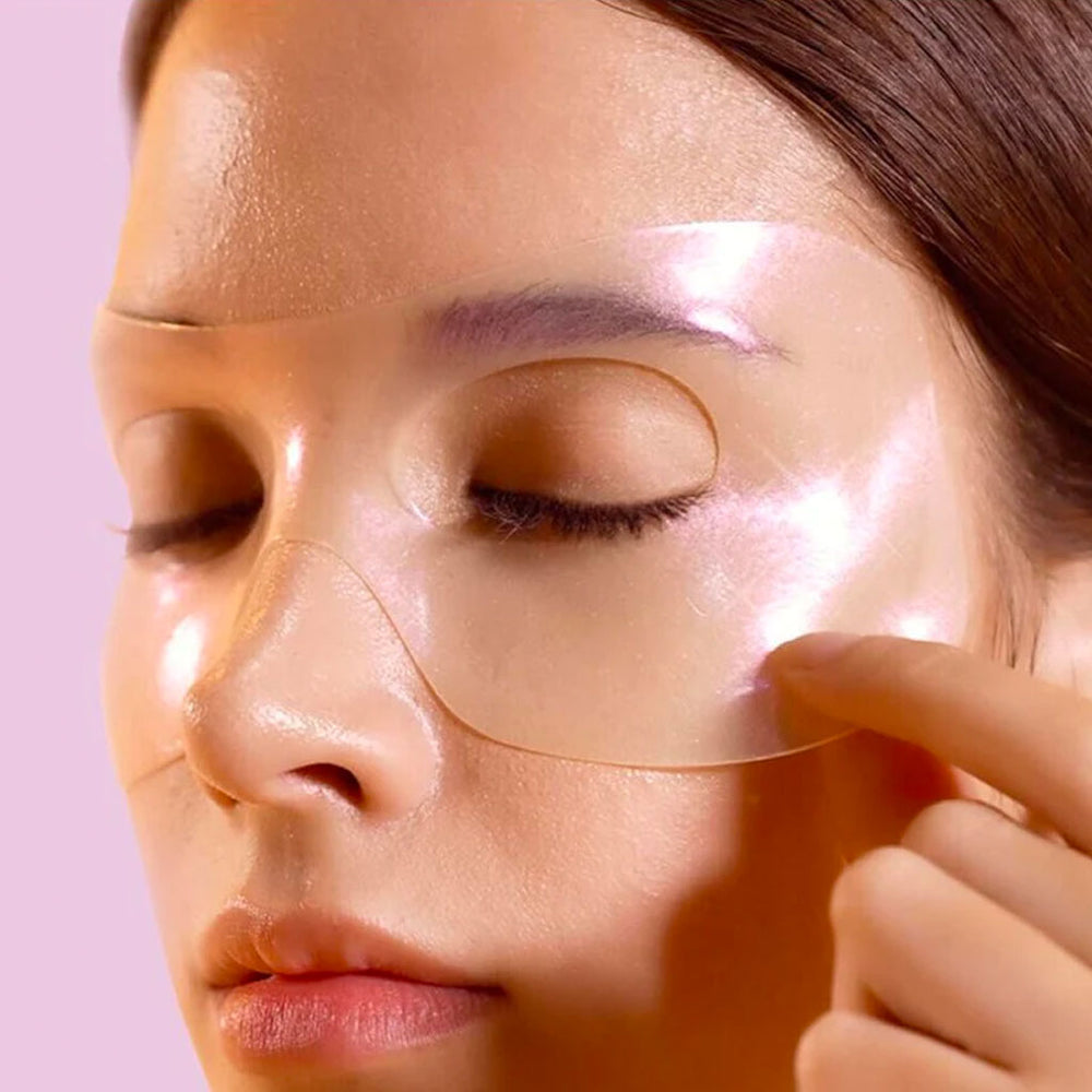 Fényesítő szemkörnyék maszk Petitfee Aura Quartz Hydrogel Eye Zone Mask – Iridescent Lavender