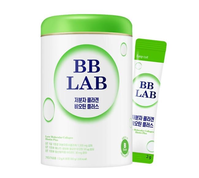 Colagen marin cu masă moleculară mică și pudră de biotină BB LAB Low Molecular Collagen Biotin Plus