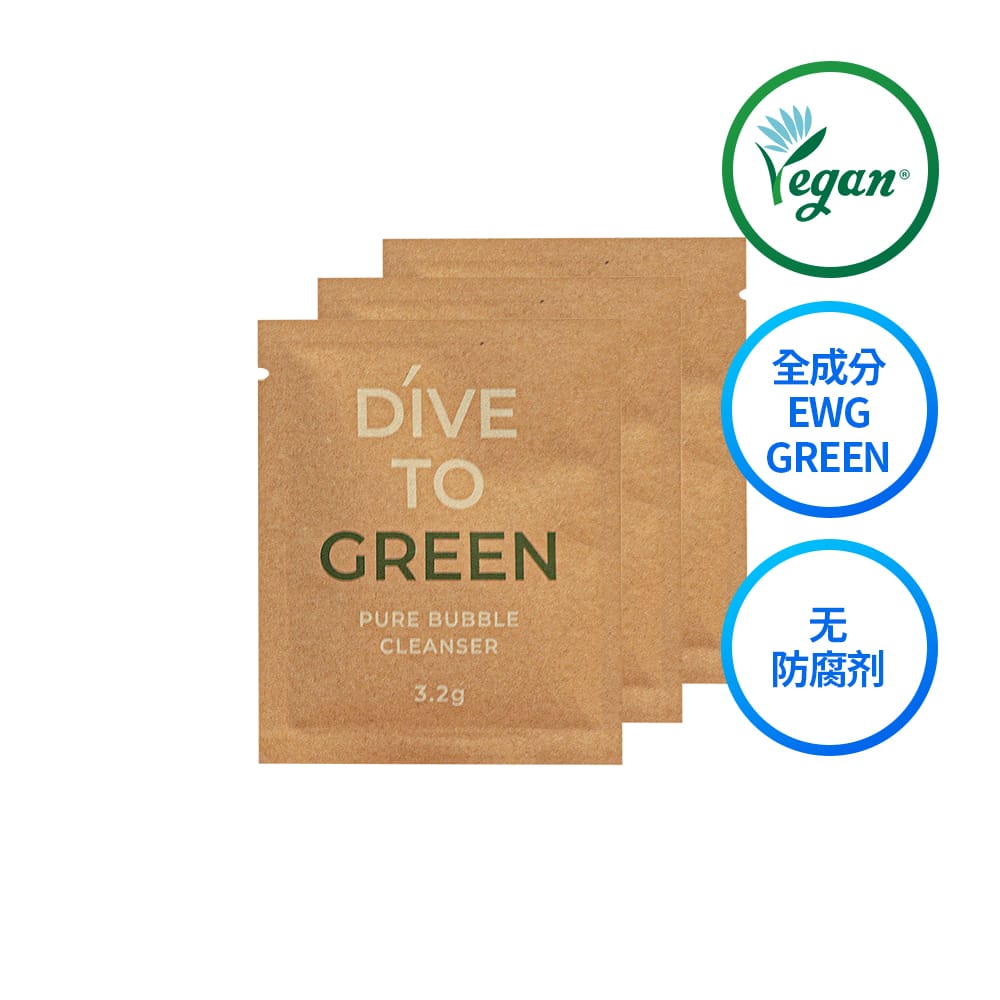 Facial cleansing foam (replenishment sachets) REFILL POWDER pouch – DIVE TO GREEN 3x3,2g - Koreancare