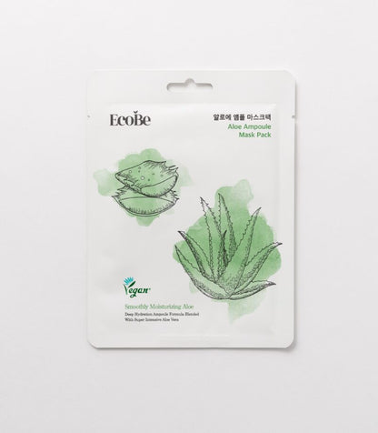 Hydrating and soothing sheet face mask with aloe Ecobe Aloe Ampoule Mask