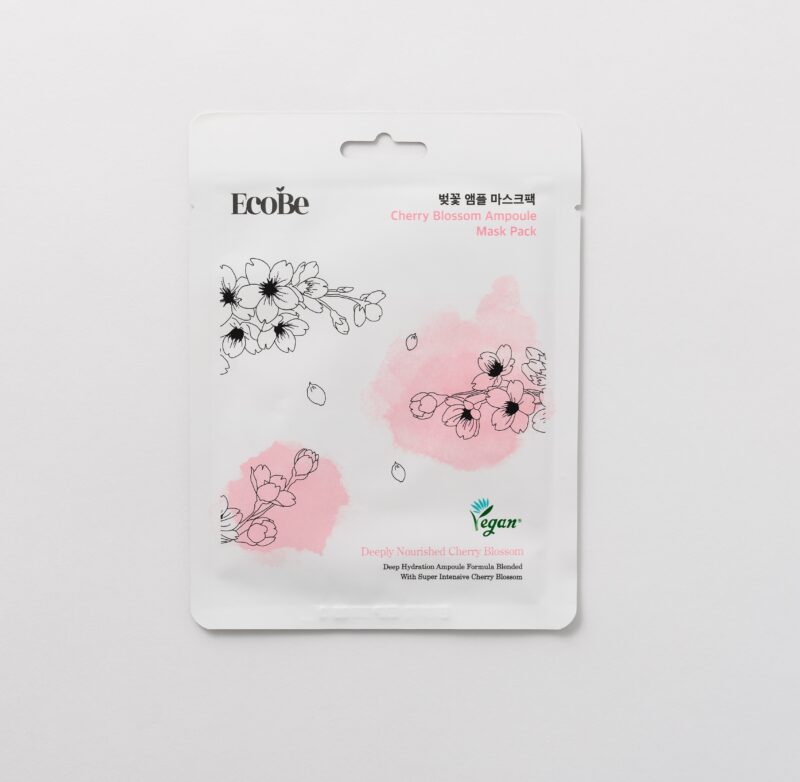 Masca de față iluminatoare cu extract de cireș japonez Ecobe Cherry Blossom Ampoule Mask