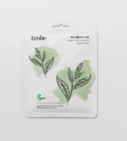 Mască de față albitoare cu extract de ceai verde EcoBe Green Tea Ampoule Mask