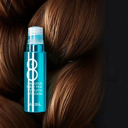 Masil 8 Seconds Hair Volume Ampoule applied to hair strands for added volume