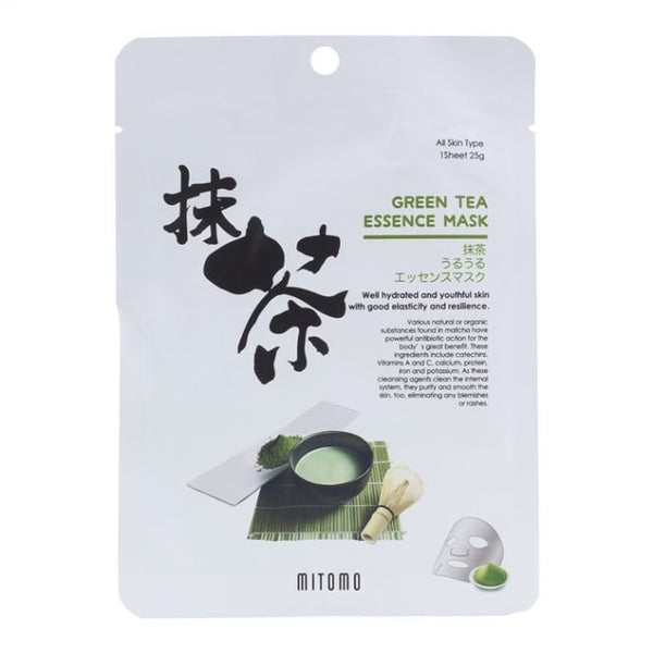Aufhellende Matcha Tuchmaske Mitomo Green Tea Essence Mask 25g