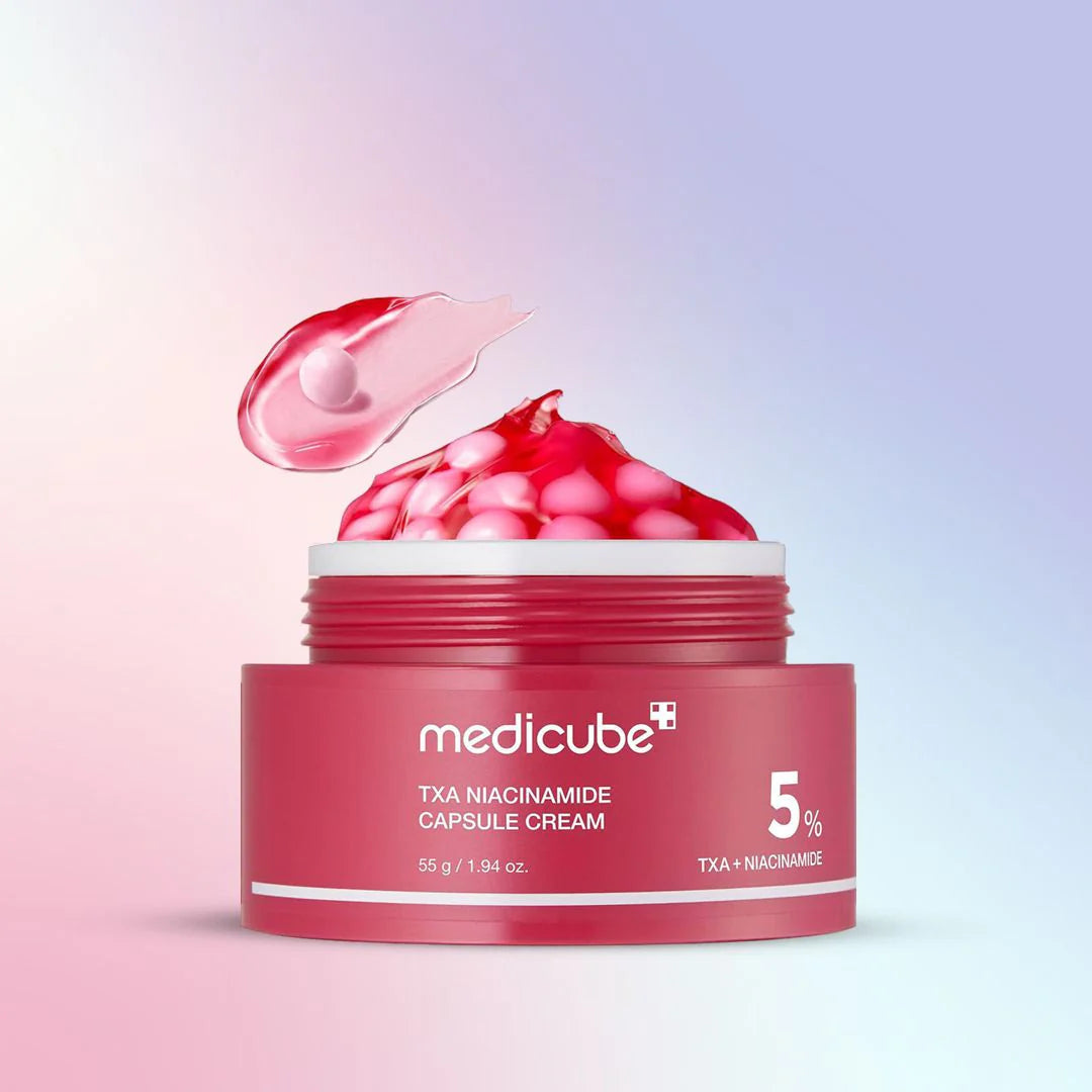 Medicube TXA Niacinamide Capsule Cream texture with melting capsules