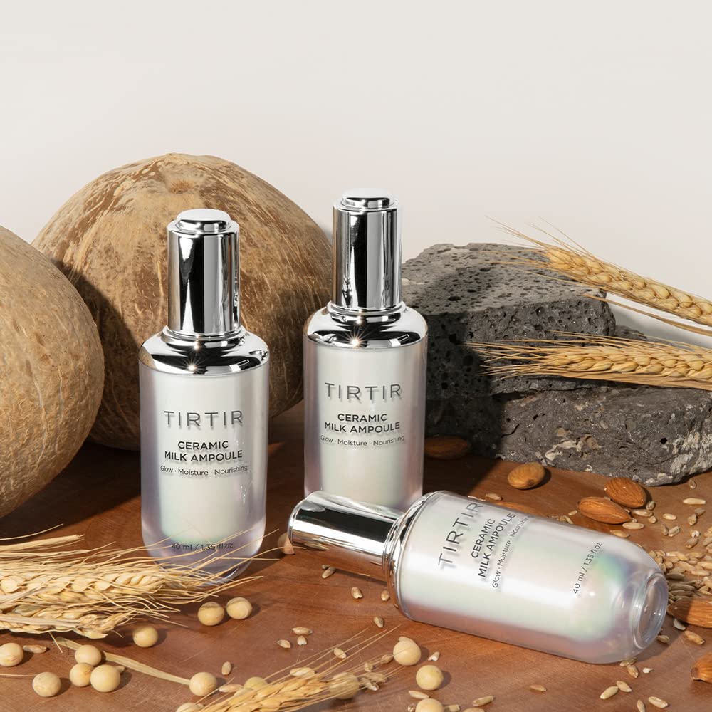 TIRTIR Ceramic Milk Ampoule serum detail with ingredient highlights
