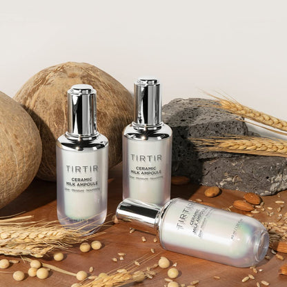TIRTIR Ceramic Milk Ampoule serum detail with ingredient highlights