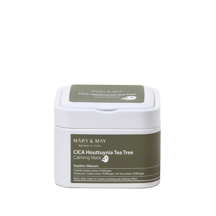 Soothing sheet masks with hutinia and tea tree - box of 30 pcs, Mary &amp; May